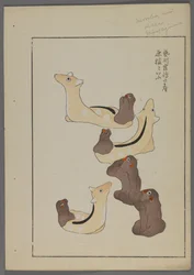 Jouets japonais, singes et cerfs, de Unai no tomo (Les amis d